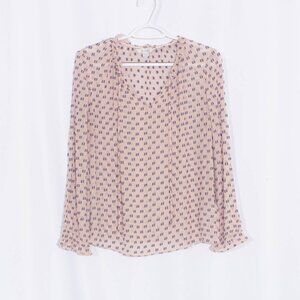 BODEN Silk Blend Textured Tie Neck Blouse Size 8